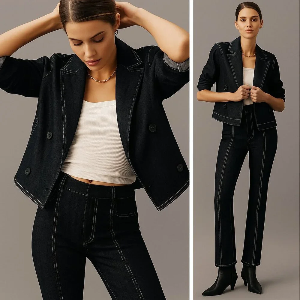 NWT Anthropologie Maeve Boxy Rinsed Denim Blazer